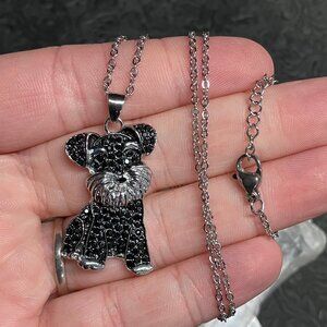Cute Blingy Schnauzer Dog Necklace Pendant Jewelry